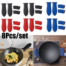 8PCS Silicone Holder Cast Iron Hot Skillet Handle Cover Potholder Pot Pan Sleeve