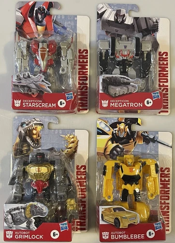 4 TRANSFORMERS AUTHENTICS HASBRO 4.5": GRIMLOCK MEGATRON STARSCREAM BUMBLEBEE
