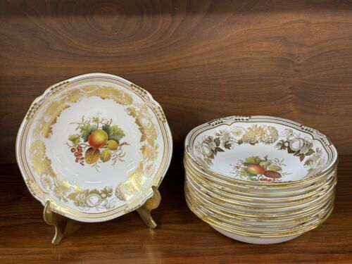Set of (12) Spode GOLDEN VALLEY 22k Gold 6.5” Coupe Cereal Bowls (2nd Quality) - Afbeelding 1 van 12