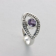 Round AMETHYST Ring Eye Multiple Sizes Natural Gemstone 925 STERLING SILVER 34e