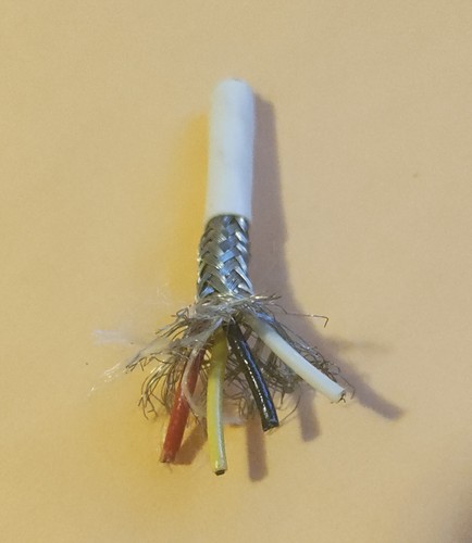 Shielded Instrument Cable, 4 Conductor, 20GA Stranded, Braid Shield, White, 20ft - Picture 2 of 5