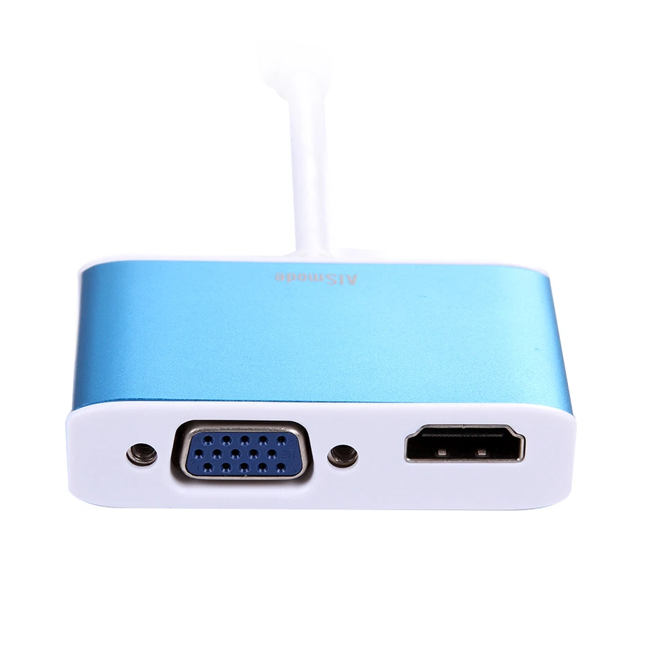 Blue Metal Aluminum Mini DP Displayport to HDMI VGA Converter Adapter fr MacBook - Image 4 of 4