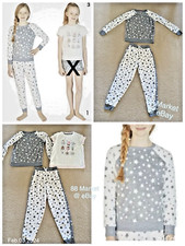 BCBG Girls Youth 3PC Lounge Sleep Set White/Grey Stars Size-M 10-12 Fleece Soft