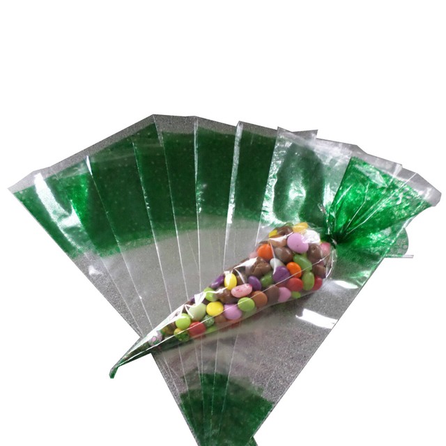 Cone Sweet Candy Bags Plastic Cellophane Wrappers for Wedding Party