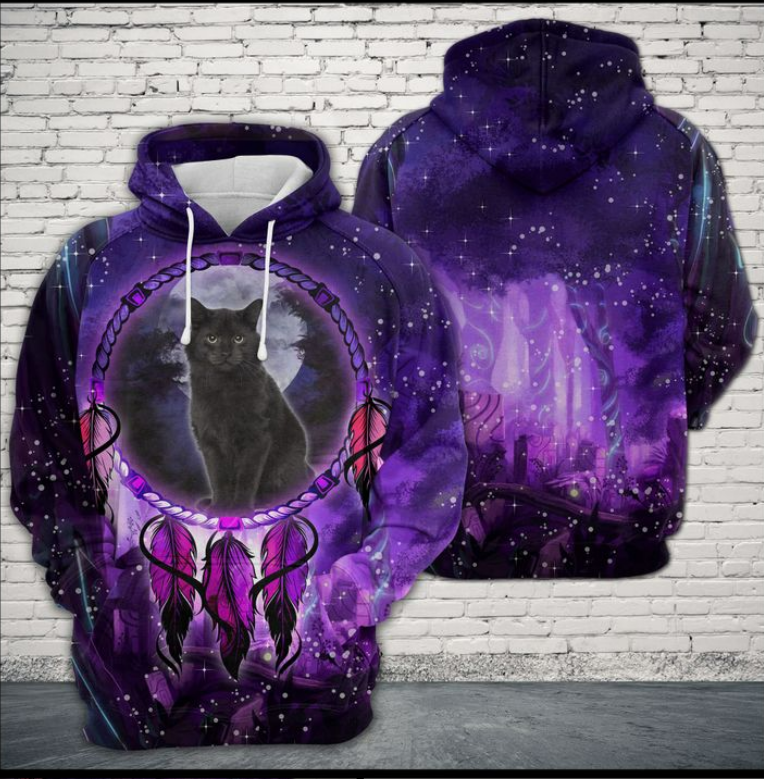 Black Cat Dreamcatcher Hoodie 3d, best hoodie for Dad, dad gift hoodie 3d,
