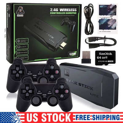 HDMI TV Game Stick 4K Video Game Console 64GB 20000+ Retro Emulator 2x Gamepads