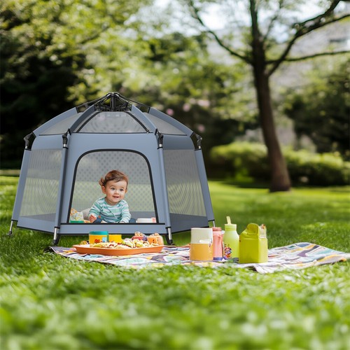 Outdoor Indoor Pop Up Baby Play Tent Breathable Mesh Baby Playpen Yard w UV Cove - Picture 6 of 16