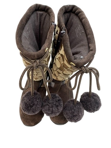 Coach Women's Size 6 1/2 Juniper Suede Winter Brown Boots - Picture 5 of 16