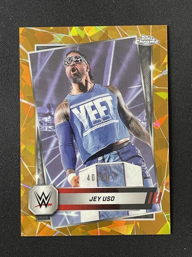 Jey Uso 2025 Topps Chrome WWE Sapphire Edition Gold Refractor 40/50 #106