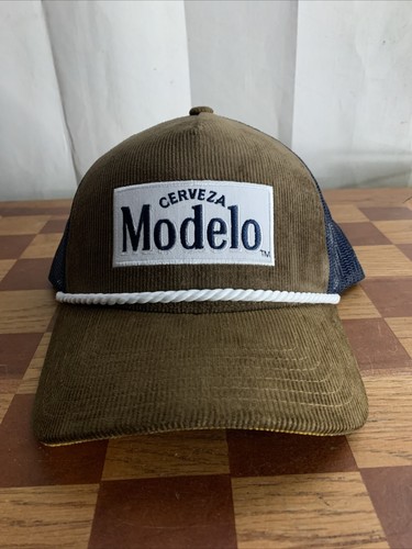Modelo Cerveza Hat Cap Brown Corduroy Snapback Adjustable Mesh-Back Rope New - Picture 2 of 11