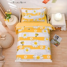 Btargot 4 Pieces Ultra Soft Toddler Bedding Set, Colorful Toddler, Yellow
