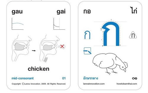 Learn Thai: Thai Consonants And Thai Vowels Flash Card Set Pair - Picture 3 of 8