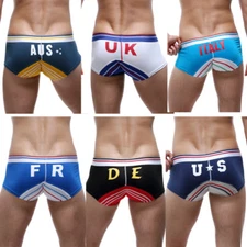 Seobean Low Waist Underwear Country Printed Underpants Men's Sexy Boxer Briefs