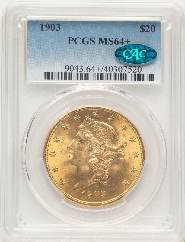 1903  $20 Gold Double Eagle  PCGS 64+ CAC  Free Ship USA Only
