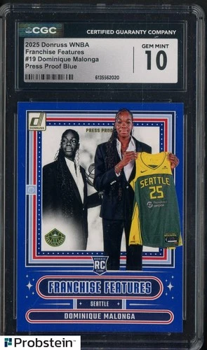 2025 Donruss WNBA Franchise Features Dominique Malonga Press Proof Blue CGC 10