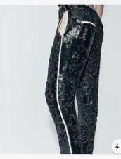 ZARA NEW WOMAN GREEN SEQUIN PANTS ZW COLLECTION REF: 2731/350 009 Xs
