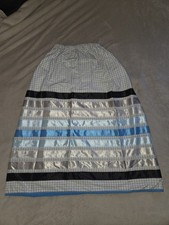 Indigenous Handmade Plaid Ribbon Skirt Elastic Waist Blue Gray M-XL