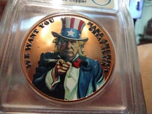 ICG MS 70 Perfect Patriotic Donald Trump Colorized ONE 1oz Copper BEAUTIFUL Coin - Picture 3 of 4