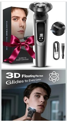 Electric Razor for Men, IPX8 Waterproof with Type-C Quick Charge, 3D Flex Blades