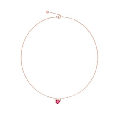 Dodo Halskette Herz 100% Liebe 9kt Roségold Synthetischer Rubin 10 weiße Diamanten