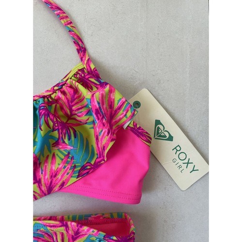 Roxy Girls Bikini Kids Swimsuit Multicolor Floral Print Ruffled - Picture 4 of 11