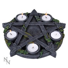 Image of Nemesis Now Wiccan Pentagram Tea Light Holder Gothic Witch Candle Holder
