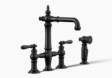 Kohler 76520-4-BL Artifacts Three-hole bridge bar sink faucet with side sprayer