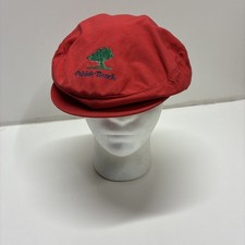 Pebble Beach Newsboy Cap Red Embroidered Green Cypress Vintage