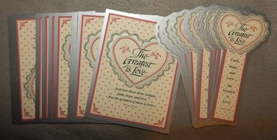Vintage Lot of 12 The Greatest Love Bookmarks & Postcards (6  1/4'' tall) new