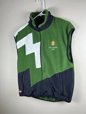 Vintage Olympics Vest Mens M Green 2002 Salt Lake City Utah Full Zip Marker Ski
