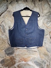 Vintage Sherpa Lined Denim Vest XLT Sears Roebuck Western Wear USA Made