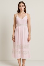 Pink Vintage Style Lace Nightgown Slip Dress L Women  s Sleepwear Long