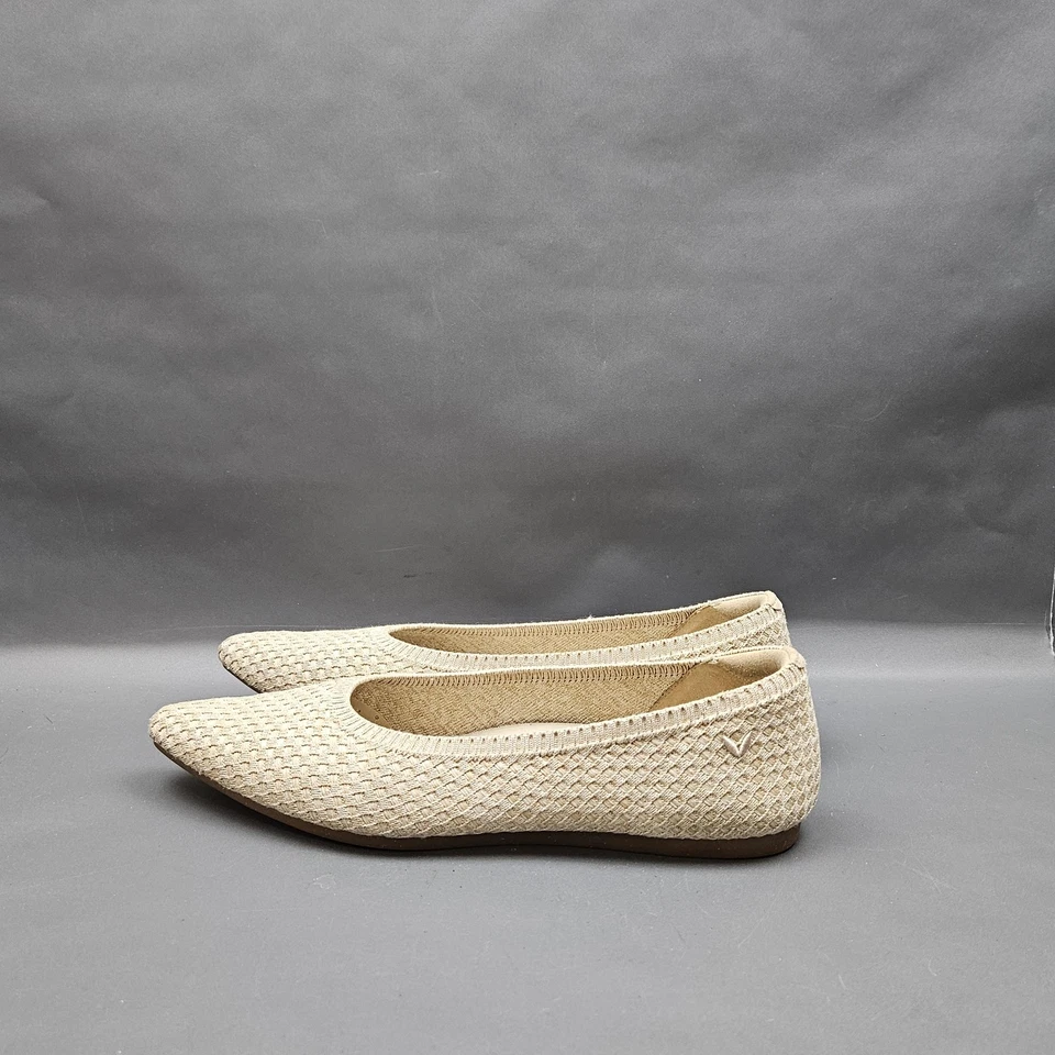 Zapatos planos de ballet Vivaia Aria 5 para mujer talla 9 40,5 punta puntiaguda beige tejido cáñamo Foto 3 de 4