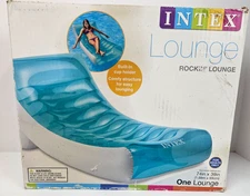 Intex Inflatable Rockin' Lounge Pool Floating Raft Chair with Cupholder Blue