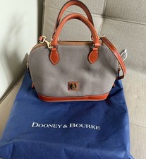Dooney Bourke Pebble Grain Zip Dome Satchel Hobo Bag Stone Gray - Excellent