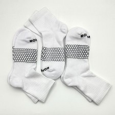 Bombas 3 Pairs Women's Solid Quarter Socks Cushion Honeycomb Size L 11-13 White