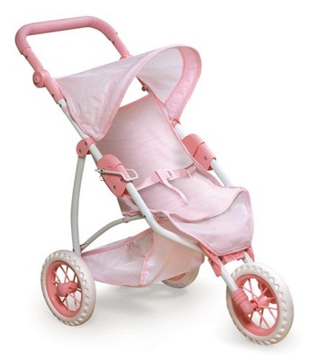 Foldable Jogging Style Doll Stroller - Adjustable Handle, Canopy, Straps & Ba...