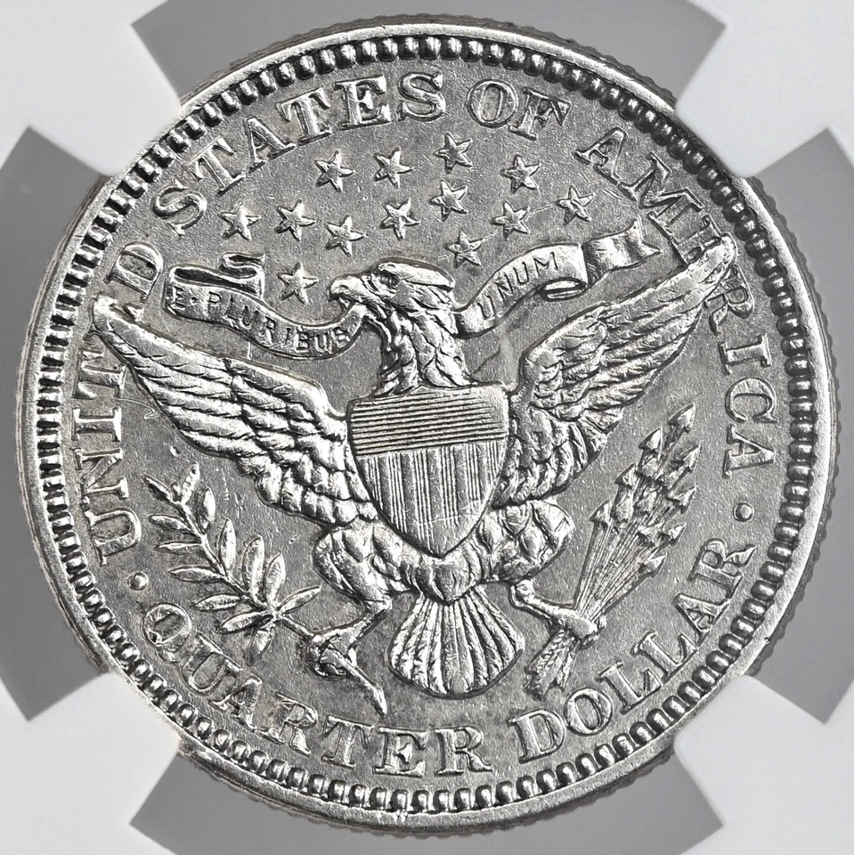 1913-P 25C BARBER SILVER QUARTER NGC AU DETAILS "WHIZZED" #8405237-009 - Image 3 of 4