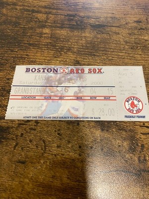 2000 MLB Ticket Kansas City Royals vs Boston Red Sox Aug 5 Everett HR