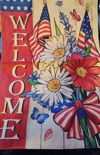 Patriotic Welcome Floral Garden Flag 12.5" x 18" Briarwood Lane FREE SHIPPING