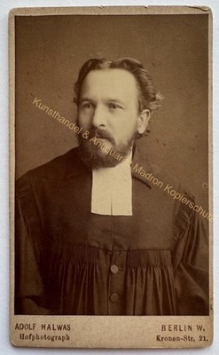 orig. CDV Foto Fotografie Bild Pastor um 1880 Berlin Pfarrer Prediger Priester