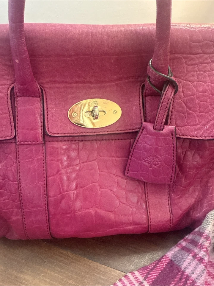 Mulberry Small Bayswater Satchel With Strap Pink And Matching Scarf - Image 2 of 4