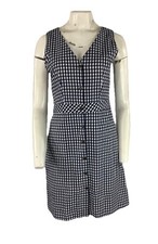 J Crew Sz 4 100% Cotton Gingham Plaid Print V Neck Preppy Spring Sundress     BI