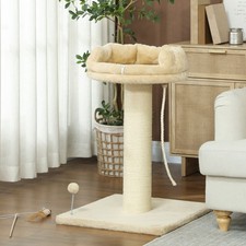 PawHut Tiragraffi Piccolo, 85 cm Albero per Gatti, Tiragraffi per Gatti con Superficie di Sdraio, Sisal