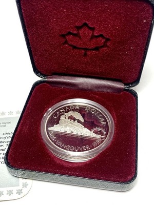 1986 Vancouver Centennial Royal Canadian Mint Silver Proof Dollar in OGP w/COA!