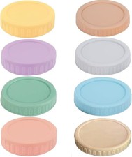 8 Pack Regular Mouth Plastic Mason Jar Lids For Ball, Colored Plastic Reusable C