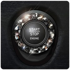 Car Engine Start Stop Button Cover, Shiny Crystal Rhinestone Cover Protection...