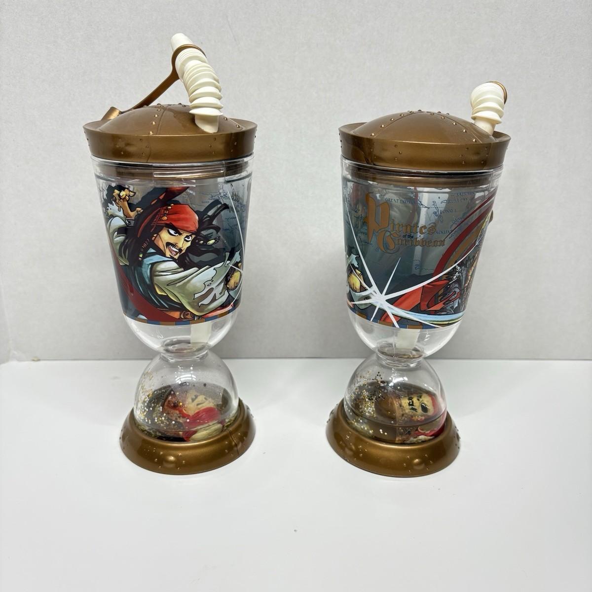 Disney Store Pirates Of The Caribbean Snow Globe Dome Kids Cup Set