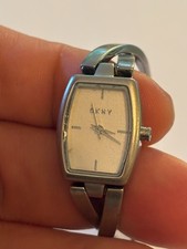 DKNY - Silver rectangular half bangle watch - untested