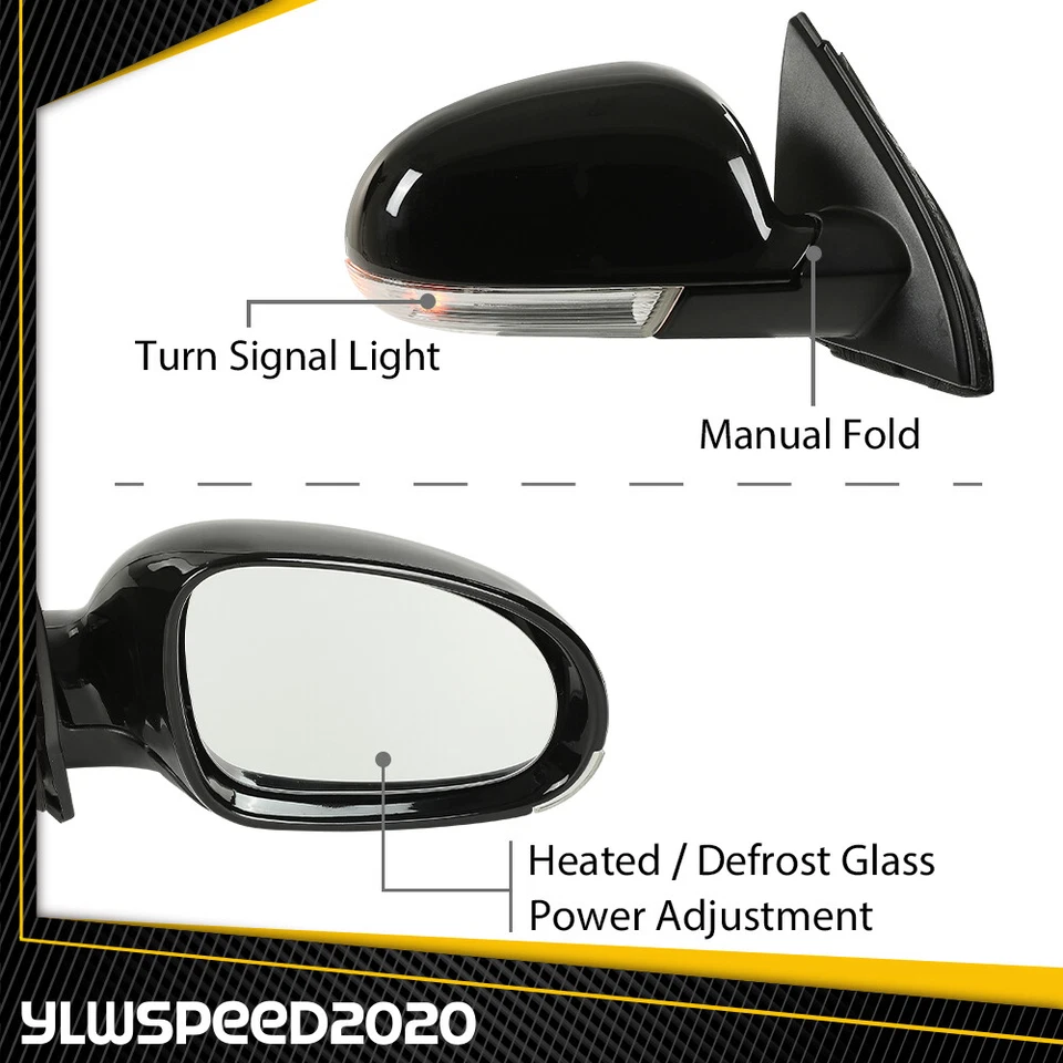 Espejo retrovisor eléctrico lateral derecho apto para Volkswagen Jetta 2005-2010 con luz de charco sedán Foto 3 de 4